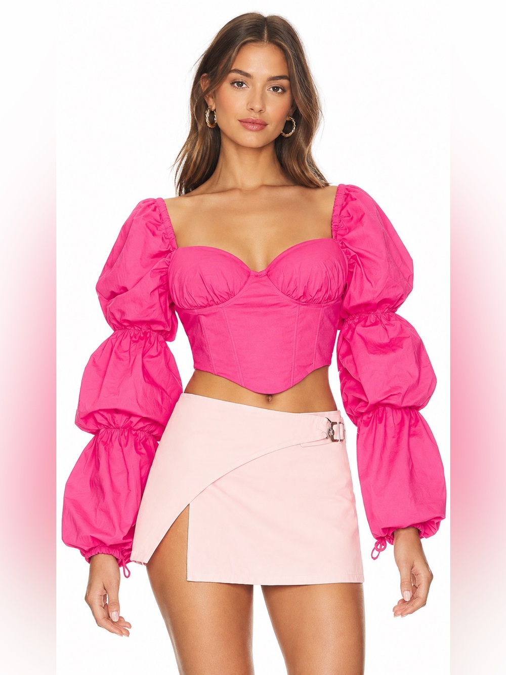 MAJORELLE Tawny Corset Top in Hot Pink/Size Small